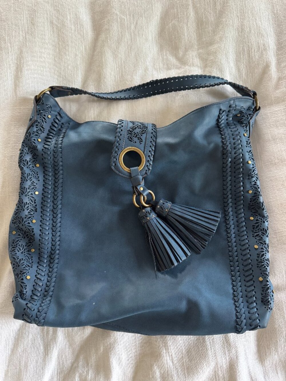 Elle & Jae Gypset Leather Hobo Bag Blue